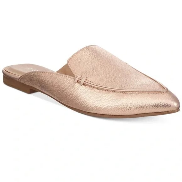 Esprit Gold Metallic Pointed Toe Loafer Mules - Picture 1 of 11